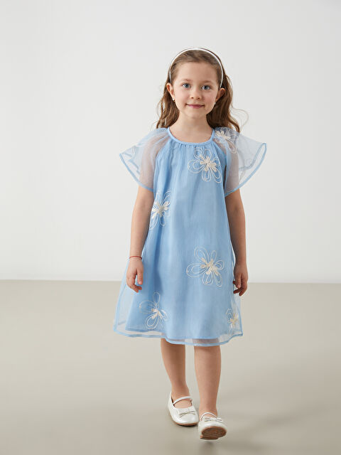 LCW Kids Bisiklet Yaka Kız Çocuk Dantel Elbise - S5BE21Z1-G2E