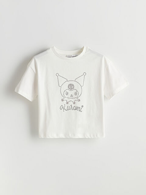 LCW Kids Bisiklet Yaka Kuromi Taşlı Kız Çocuk Tişört - S5BG12Z4-FDH