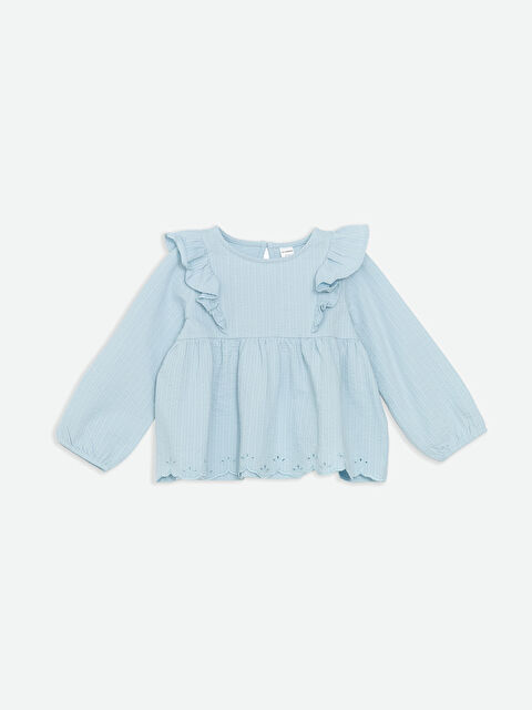 LCW Kids Fırfırlı Nakışlı Kız Çocuk Bluz - S5BG28Z1-G2E