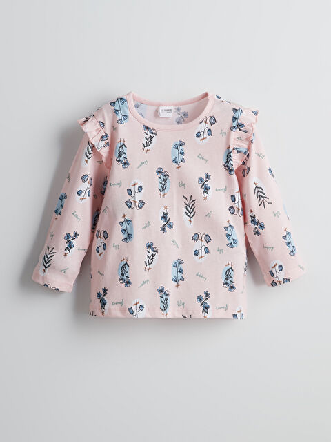 LCW Kids Bisiklet Yaka Çiçekli Kız Çocuk Pijama Üst - S5BG52Z1-LSZ