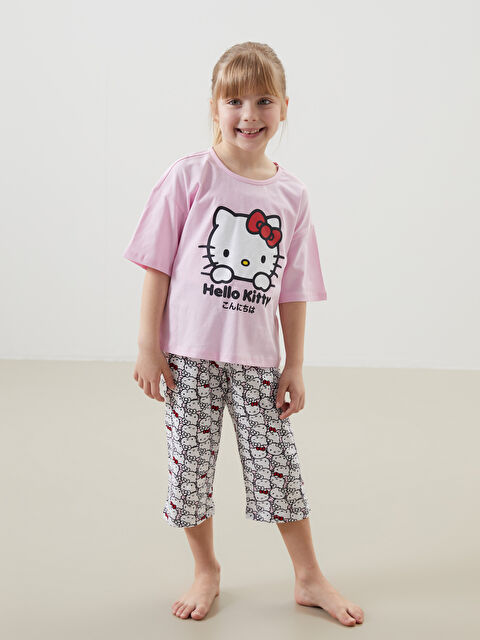 LCW Kids Crew Neck Hello Kitty Printed Girls' Pyjama Set - S5BG63Z1-QXB