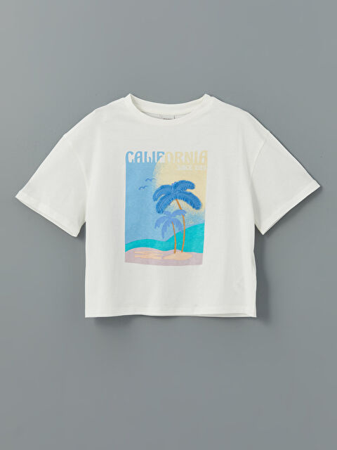 LCW Kids Bisiklet Yaka California Baskılı Kız Çocuk Tişört - S5BG78Z4-R9J