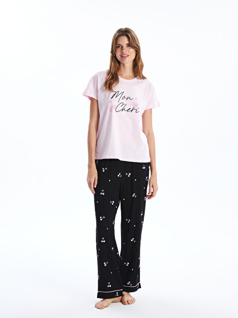 LCW DREAM Bisiklet Yaka Baskılı Kadın Pijama Takımı - S5BH47Z8-LQJ