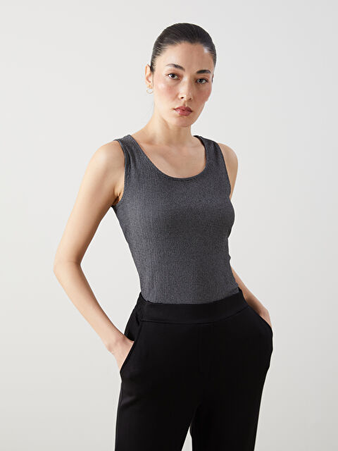 LCWAIKIKI Classic U Yaka Çizgili Kadın Atlet - S5BH81Z8-CVL