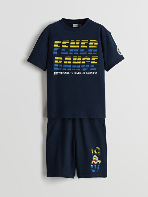 LCW Kids Bisiklet Yaka Fenerbahçe Baskılı Erkek Çocuk Tişört ve Şort - S5BI93Z4-YGH