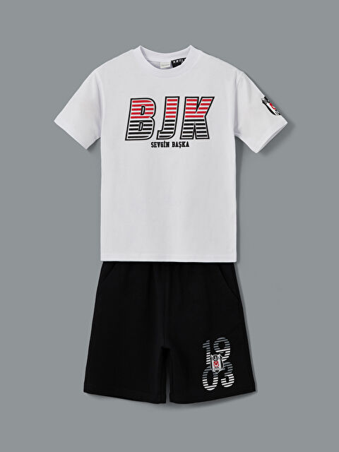 LCW Kids Bisiklet Yaka Beşiktaş Baskılı Erkek Çocuk Tişört ve Şort - S5BI96Z4-Q6K
