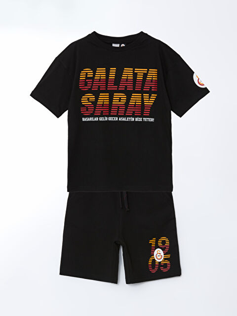 LCW Kids Bisiklet Yaka Galatasaray Baskılı Erkek Çocuk Tişört ve Şort - S5BJ28Z4-CVL