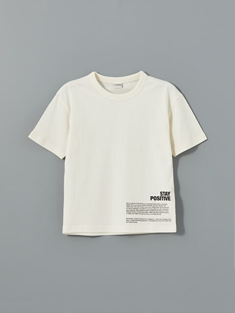 LCW Kids Bisiklet Yaka Yazı Baskılı Erkek Çocuk Tişört - S5BK06Z4-FDJ