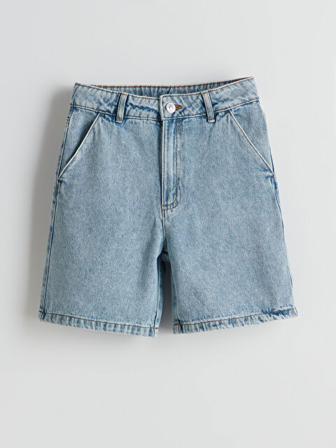 LCW Kids Girls' Jean Shorts with Adjustable Elastic Waist