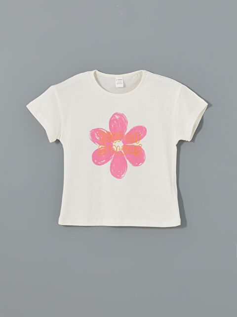 LCW Kids Crew Neck Short Sleeve Floral Girls' T-Shirt - S5BK96Z1-FDW