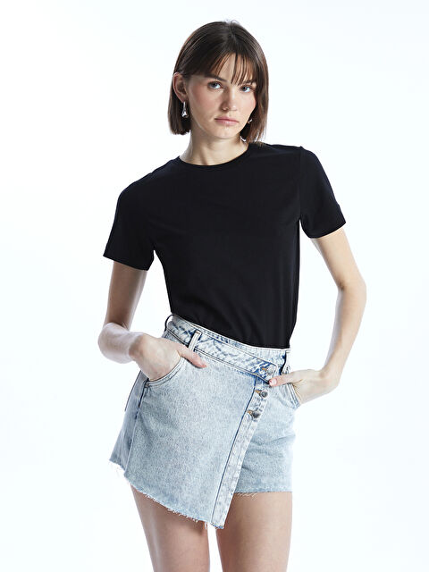 LCW Vision Bisiklet Yaka Kadın Tişört - S5BK97Z8-CVL