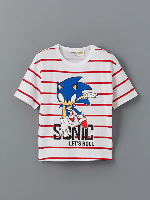 LCW Kids Bisiklet Yaka Sonic Baskılı Penye Erkek Çocuk Tişört - S5BL01Z4-LJX
