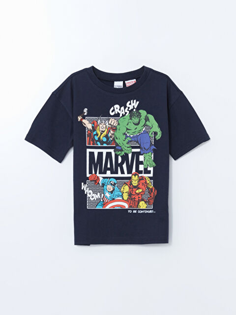 LCW Kids Crew Neck Marvel Printed Jersey Boys' T-Shirt - S5BL02Z4-DWP