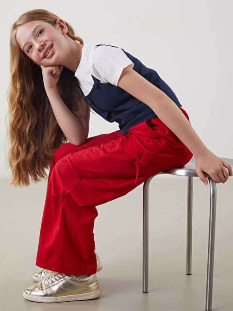 LCW Kids Beli Lastikli Fiyonk Detaylı Kız Çocuk Paraşüt Pantolon - S5BL20Z4-HPM