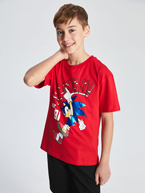 LCW Kids Bisiklet Yaka Sonic Baskılı Erkek Çocuk Tişört - S5BL60Z4-HMW