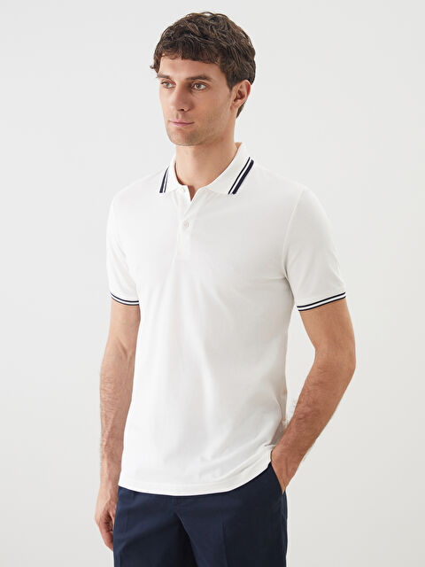 SOUTHBLUE Polo Neck Short Sleeve Men's Textured T-Shirt - S5BL66Z8-R9J