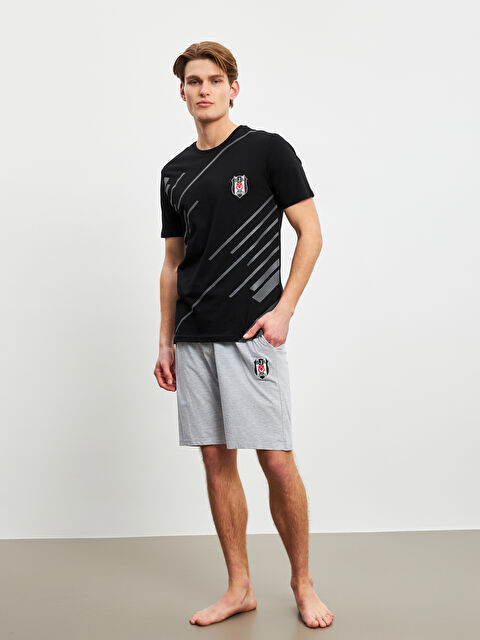 LC WAIKIKI Standart Kalıp Beşiktaş Baskılı Erkek Şortlu Pijama Takımı - S5BM69Z8-CVL