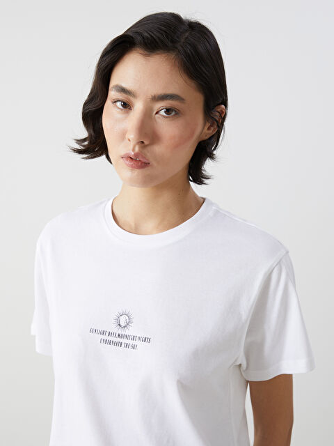 LCW Vision Crew Neck Printed Jersey Women's T-Shirt - S5BN65Z8-Q6K