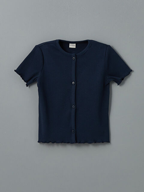 LCW Kids Bisiklet Yaka Fırfırlı Kız Çocuk Tişört