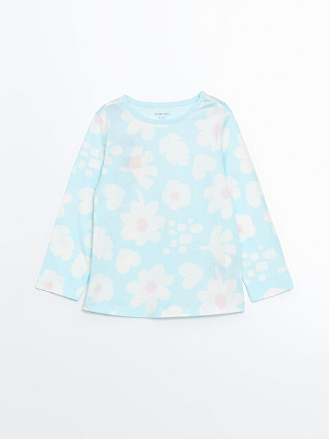 LCW baby Bisiklet Yaka Çiçekli Kız Çocuk Pijama Üst - S5BO84Z1-LRL