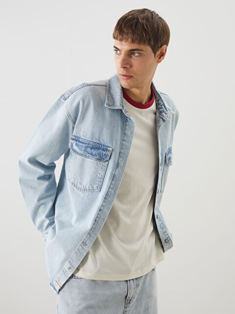 LCW Jeans Rahat Kalıp Uzun Kollu Erkek Jean Gömlek - S5BP09Z8-311