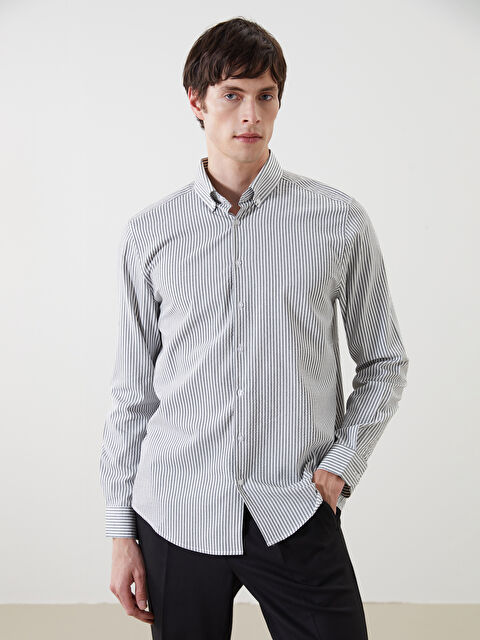 LCW Vision Regular Fit Uzun Kollu Çizgili Erkek Gömlek - S5BP90Z8-LGE