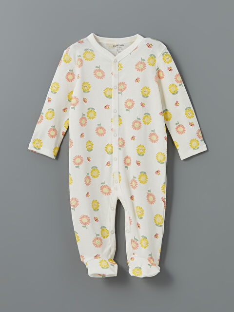 LCW baby V Yaka Çiçek Desenli Kız Bebek Tulum - S5BQ25Z1-LRA