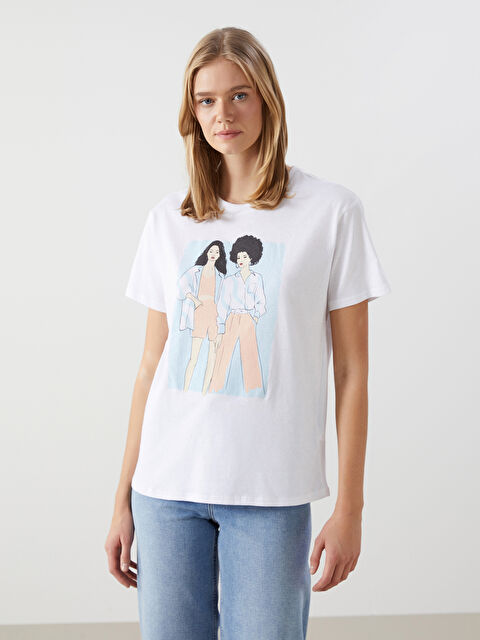 LCW Vision Crew Neck Printed Jersey Women's T-Shirt - S5BQ72Z8-Q6K