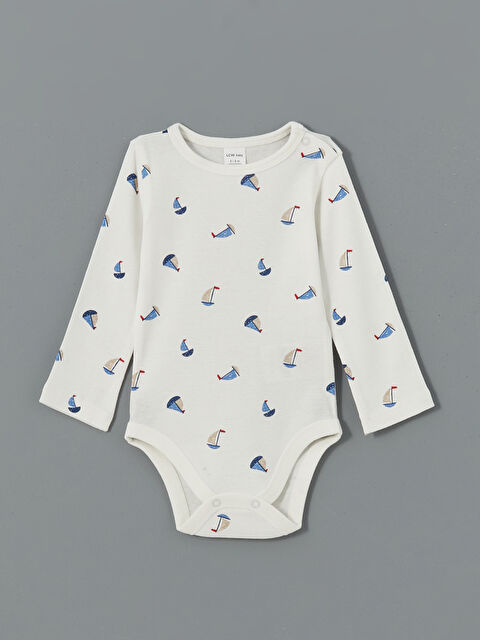 LCW baby Bisiklet Yaka Baskılı Erkek Bebek Çıtçıtlı Bodysuit - S5BR27Z1-LRA