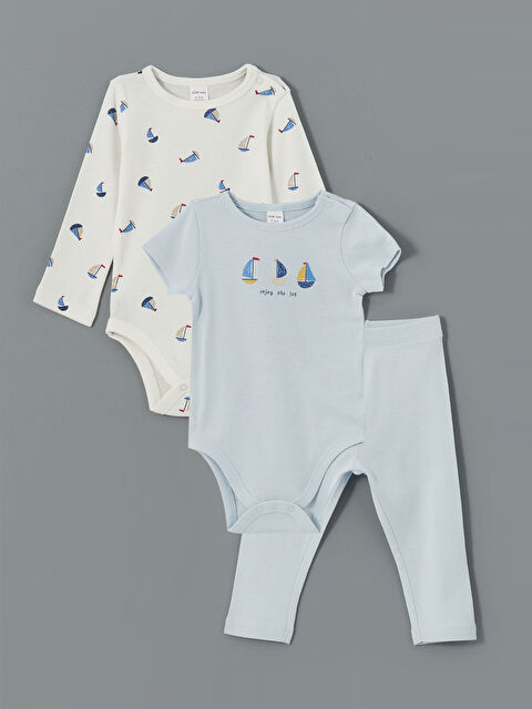 LCW baby Erkek Bebek Çıtçıtlı Body ve Tayt 3'lü - S5BR29Z1-YMQ