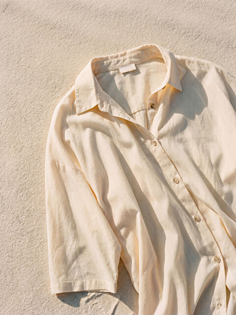 LCW DREAM Gömlek Yaka Kadın Plaj Elbisesi