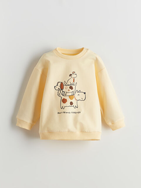 LCW baby Bisiklet Yaka Baskılı Erkek Bebek Sweatshirt - S5BS17Z1-YMR