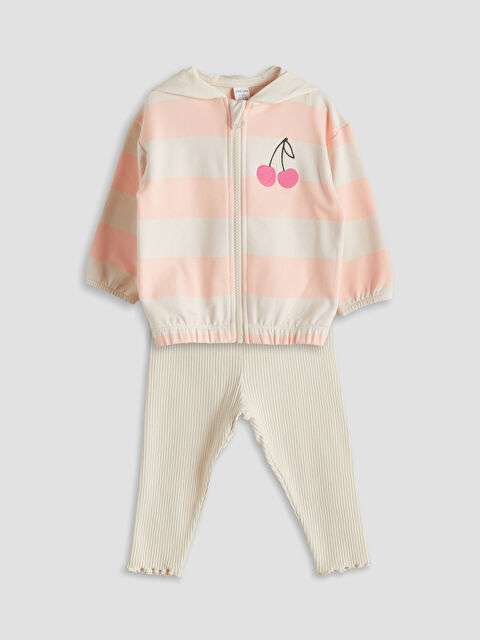 LCW baby Kiraz Baskılı Kız Bebek Hırka ve Tayt 2'li - S5BS44Z1-LT4