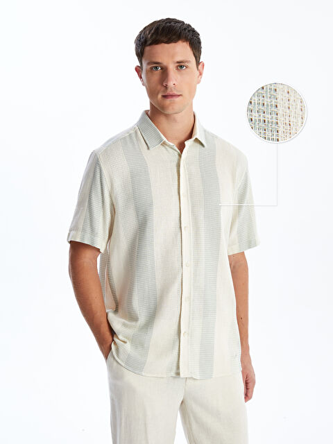 LCW Vision Regular Fit Short Sleeve Striped Men's Shirt - S5BT60Z8-Q6K