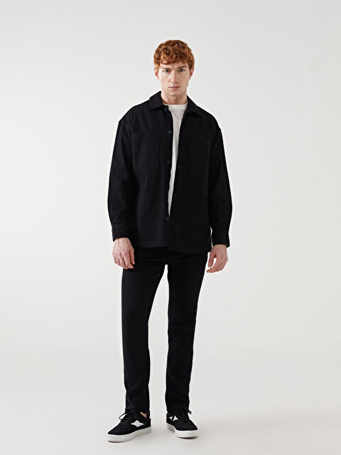 XSIDE Relaxed Fit Twill Men's Shirt Jacket - S5BV47Z8-RQL - LC Waikiki