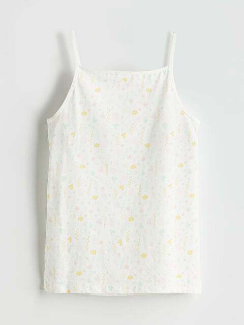 LCW Kids Kare Yaka Çiçekli İp Askılı Kız Çocuk Atlet  - S5BV59Z4-LRA