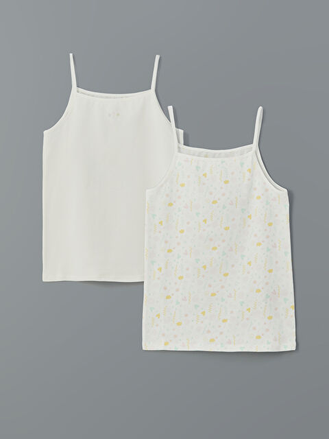 LCW Kids Kare Yaka Çiçekli Kız Çocuk Atlet 2'li - S5BV60Z4-FDU