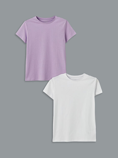 LCW Kids Bisiklet Yaka Düz Penye Kız Çocuk Tişört - S5BY22Z4-YTD