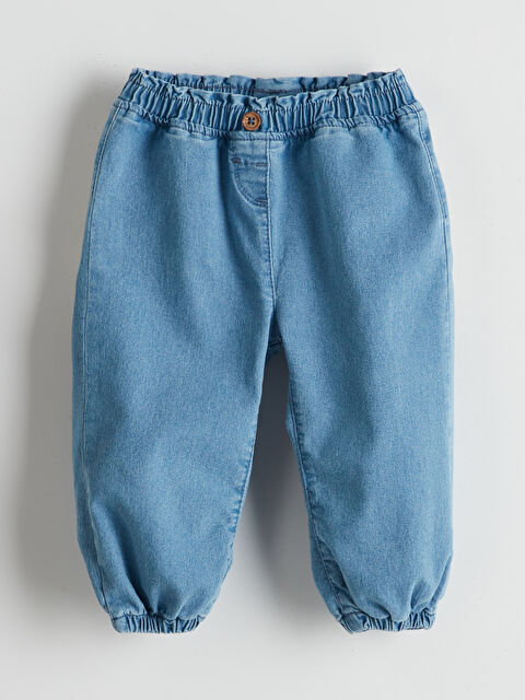 LCW baby Beli Lastikli Basic Kız Bebek Jean Pantolon - S5BY26Z1-DU2
