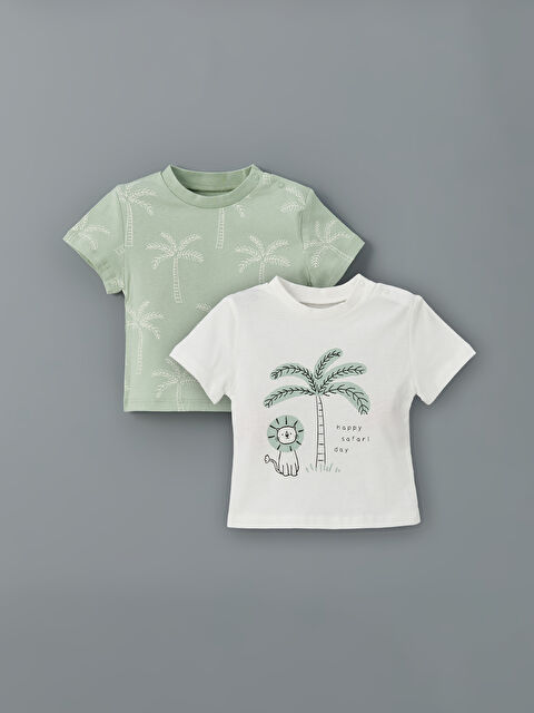 LCW baby Crew Neck Printed Boys' T-Shirt 2 Pack - S5BY69Z1-FDU