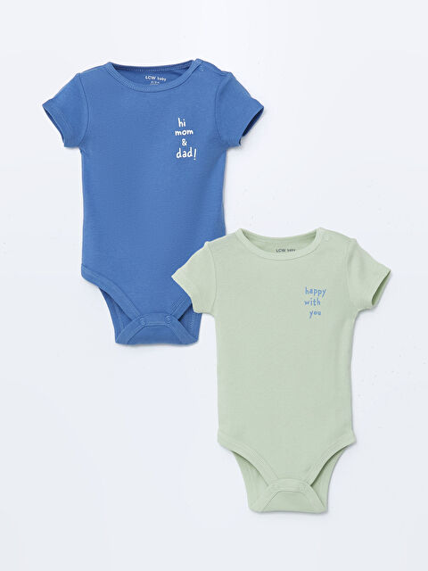 LCW baby Crew Neck Printed Baby Boy Bodysuit with Snap Crotch 2-Pack - S5BY93Z1-KDW