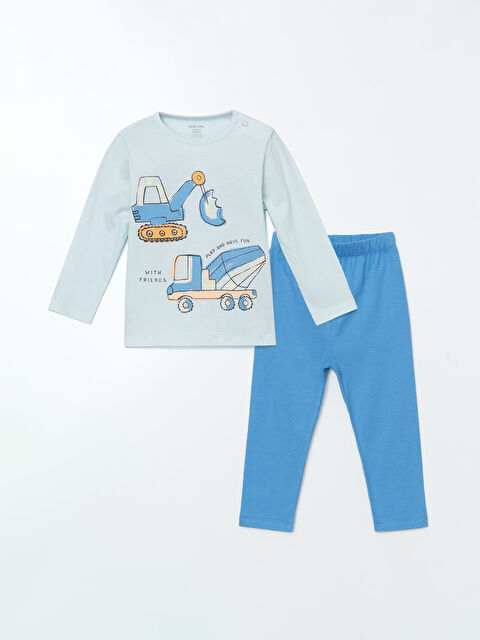 LCW baby Crew Neck Printed Baby Boys' Sweatshirt and Pants 2 Pack Set - S5CA72Z1-YMQ