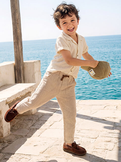 LCW Kids Beli Lastikli Erkek Çocuk Keten Görünümlü Pantolon