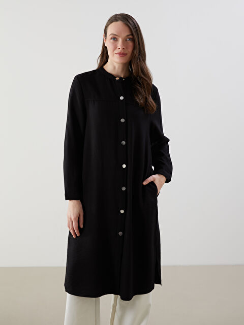 LCW Grace Bisiklet Yaka Keten Görünümlü Kadın Ferace - S5CB25Z8-CVL