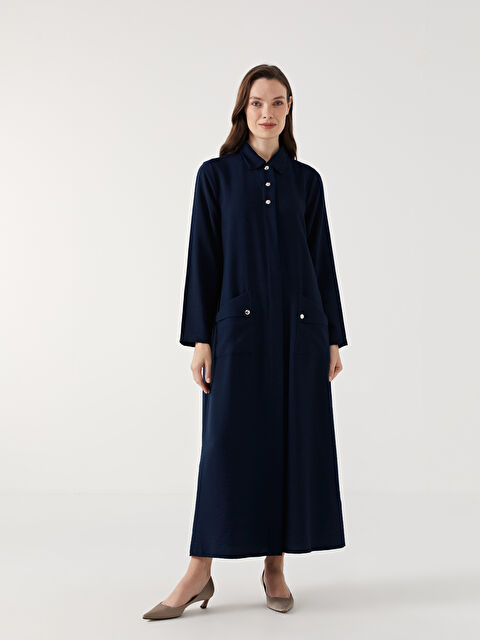 LCW Grace Gömlek Yaka Keten Görünümlü Elbise - S5CB26Z8-E1J