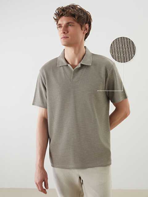 LCW Vision Polo Yaka Kısa Kollu Erkek Dokulu Tişört - S5CC26Z8-Z4J