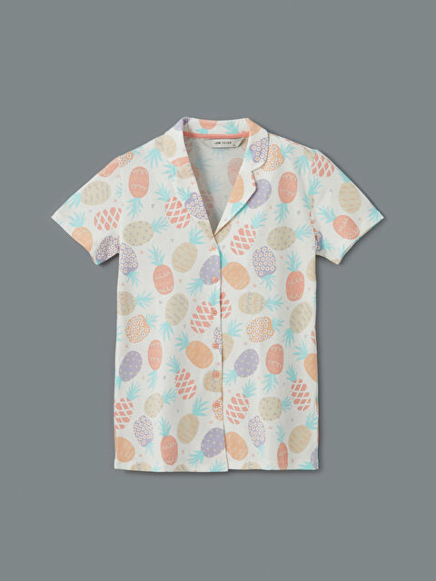 LCW Young Gömlek Yaka Baskılı Kadın Pijama Üstü - S5CC88Z8-LRA