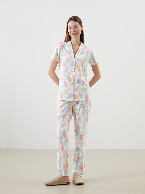 LCW Young Gömlek Yaka Desenli Kadın Pijama Takımı - S5CC89Z8-LRA