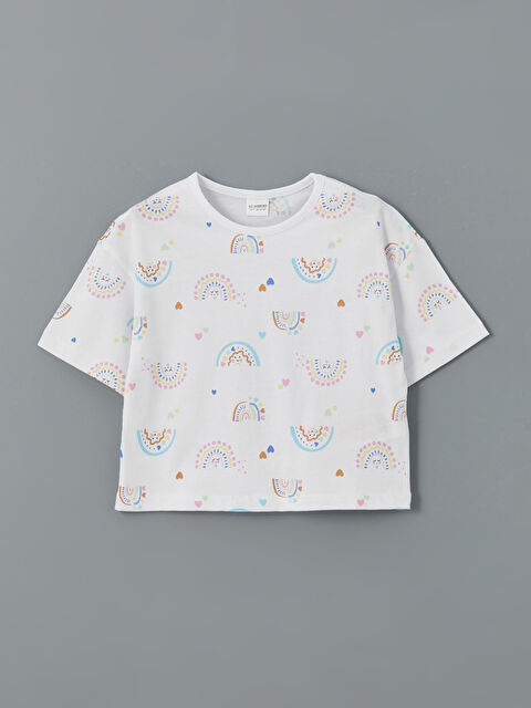 LCW Kids Bisiklet Yaka Baskılı Kız Çocuk Pijama Üst