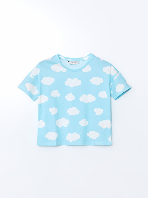 LCW Young Bisiklet Yaka Desenli Kadın Pijama Üstü - S5CE38Z8-LQQ